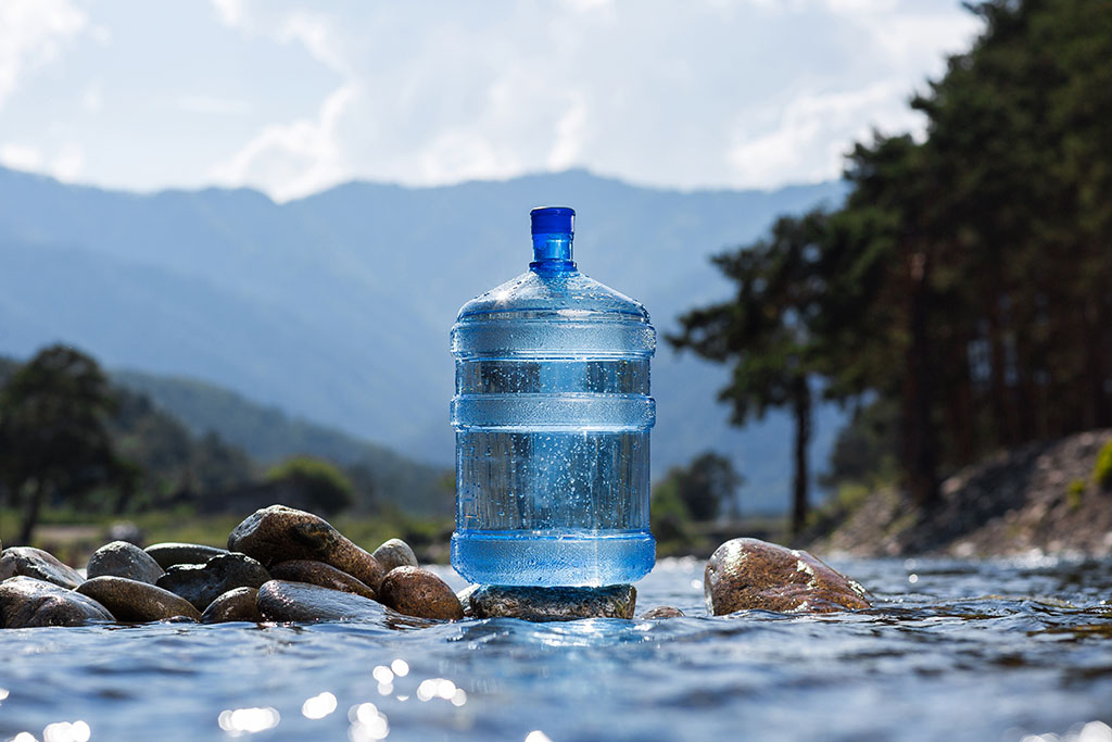 Water bottle on mountain
